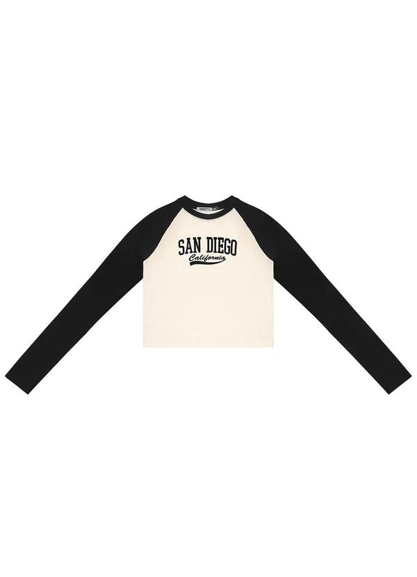 Minty - Blusa Juvenil Manga Longa San Diego Preto