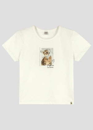 Based. - Blusa Juvenil Meia Malha Estampa com Strass Bege - BASED.