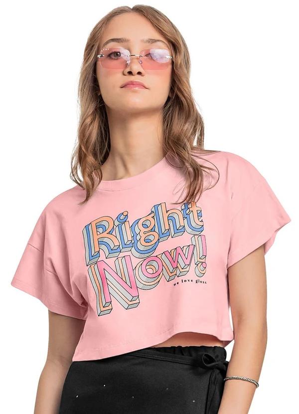 Gloss - Blusa Juvenil Metalizada Rosa