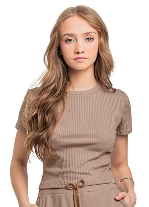 Gloss - Blusa Juvenil Ribana Canelada Marrom - GLOSS