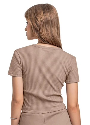Gloss - Blusa Juvenil Ribana Canelada Marrom - GLOSS
