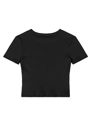 Gloss - Blusa Juvenil Ribana Canelada Preto - GLOSS