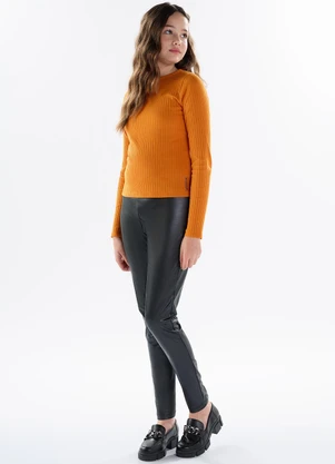 Pulla Bulla - Blusa Malha Canelada Laranja - PULLA BULLA
