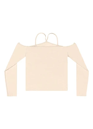 Gloss - Blusa Manga Longa Juvenil em Cotton Bege - GLOSS