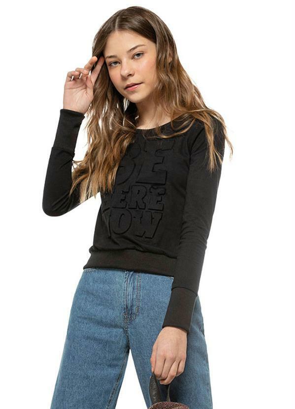 Amora - Blusa Manga Longa Teen Preto