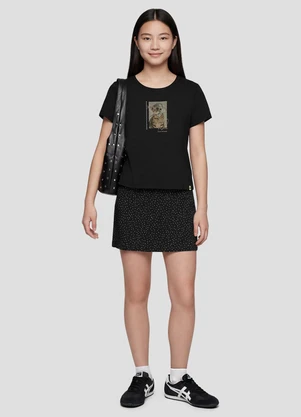Based. - Blusa Meia Malha Estampa com Strass Preto - BASED.