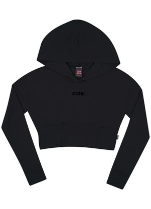 Pulla Bulla - Blusa Moletinho e Ribana com Elastano Preto - PULLA BULLA