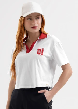 Cativa You - Blusa Polo em Algodão com Bordado Branco - CATIVA YOU
