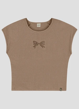 Based. - Blusa Ribana com Aplicação de Strass Marrom - BASED.