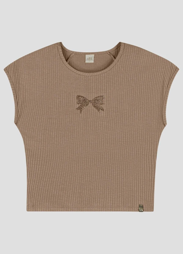 Based. - Blusa Ribana com Aplicação de Strass Marrom