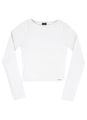 Pulla Bulla - Blusa Ribana com Elastano Leve Branco - PULLA BULLA
