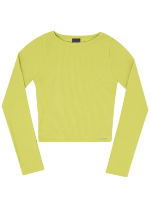 Pulla Bulla - Blusa Ribana com Elastano Leve Verde - PULLA BULLA