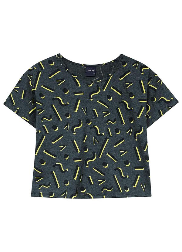 Amora - Blusa Teen Feminina Meia Malha Cinza