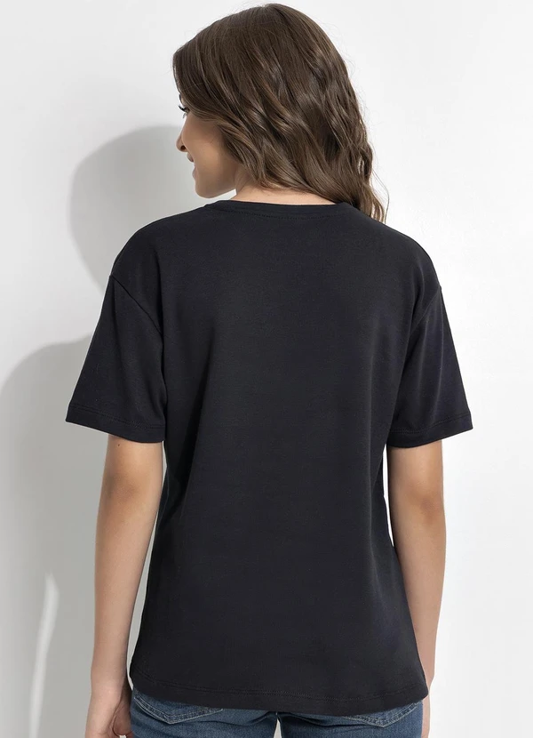 - T-Shirt em Malha Suedine Preto 2