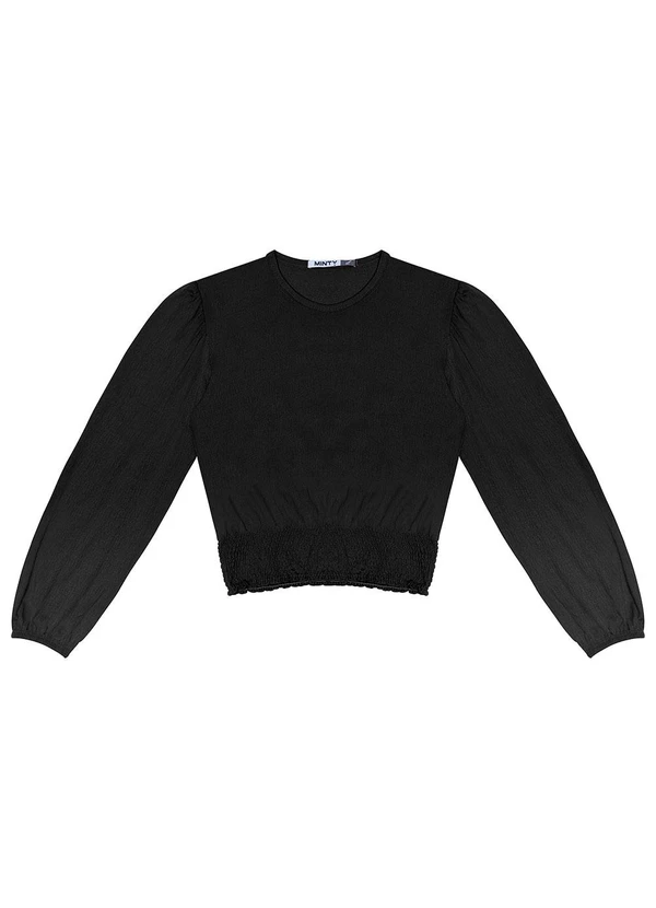 Minty - Blusão Juvenil Feminino Manga Longa Preto