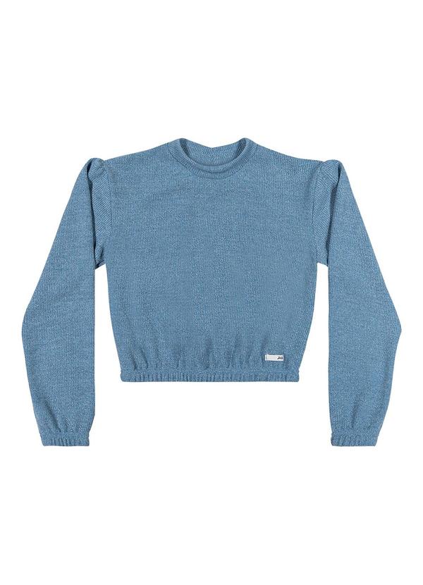 Elian - Blusão Juvenil Menina Cropped Tricô Beats Azul