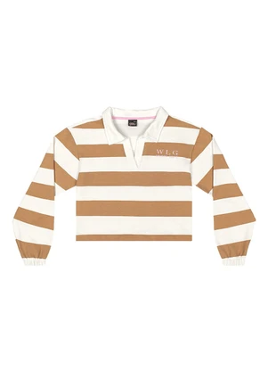 Gloss - Blusão Polo Juvenil Molecotton List Bege - GLOSS