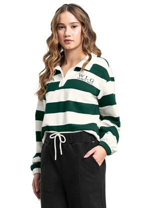 Gloss - Blusão Polo Juvenil Molecotton List Verde - GLOSS