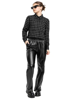 Gloss - Camisa Cropped Juvenil Xadrez Preto - GLOSS