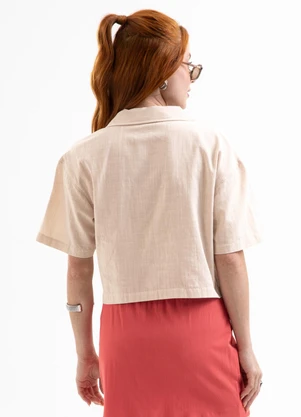 Cativa You - Camisa em Tecido Texturizado Bege - CATIVA YOU