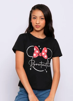 Torra - Camiseta Juvenil Algodão Minnie Preta - TORRA