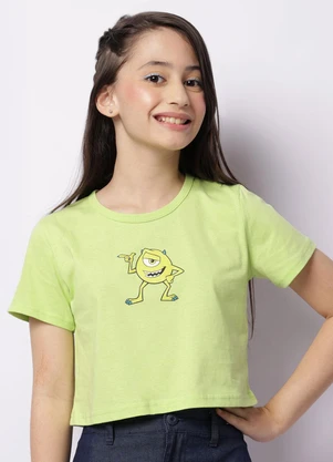 Torra - Camiseta Juvenil Monstros S.A Cropped Verde - TORRA