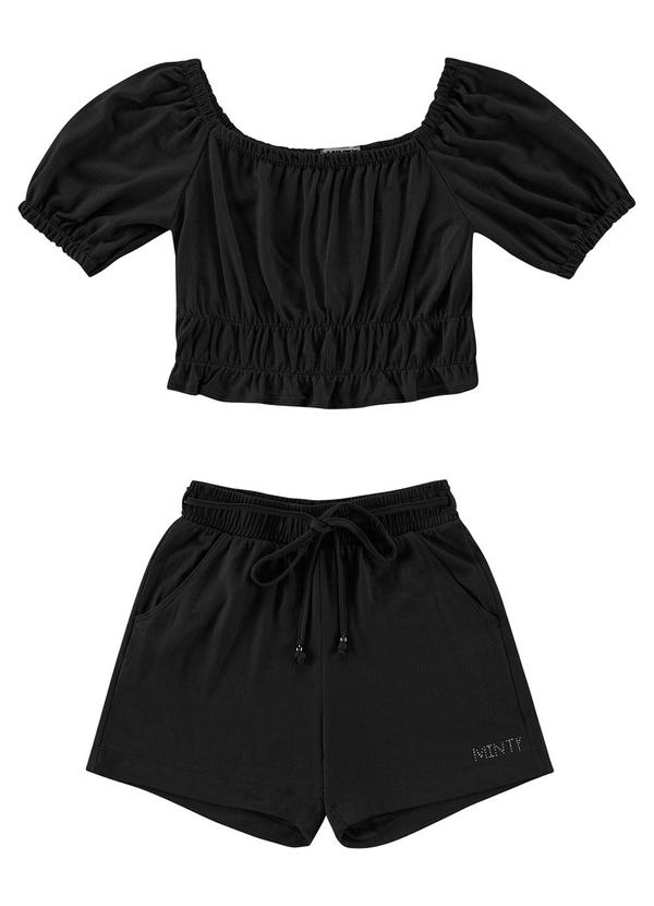 Minty - Conjunto Juvenil Feminino Blusa com Shorts Preto 4