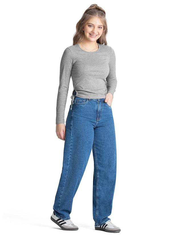 Rezzato - Cropped Ajustável Canelado Feminino Cinza 3