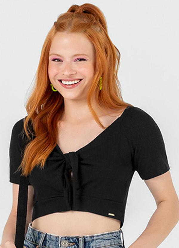 Rezzato - Cropped Amaração Frontal Feminino Preto