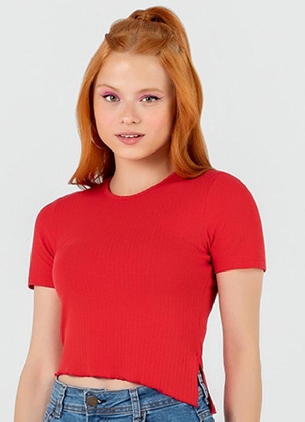 Rezzato - Cropped com Recorte Lateral Feminino Vermelho