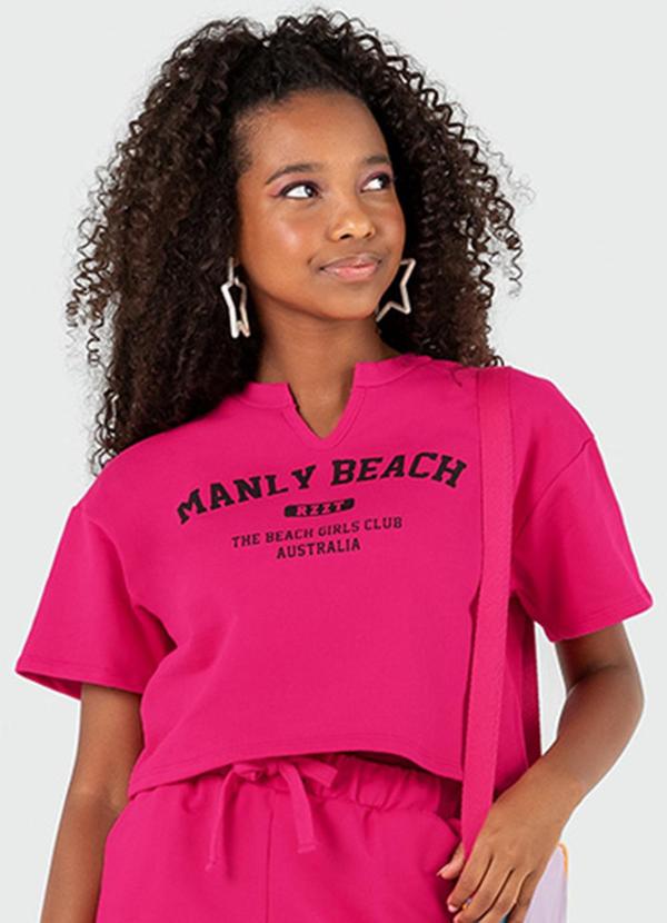 Rezzato - Cropped Manly Beach - Verão Teen Feminino Rosa