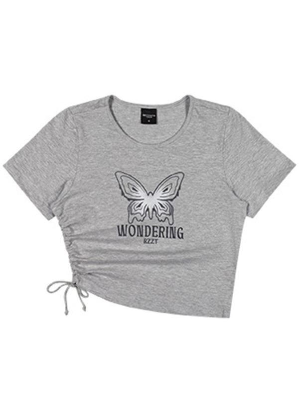 Rezzato - Cropped Wondering Teen Feminino Cinza