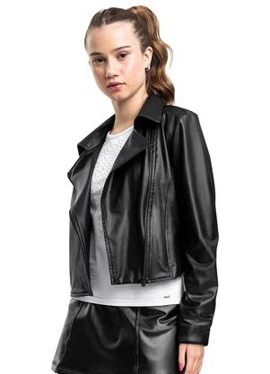 Gloss - Jaqueta Biker em Malha Cirrê Preto - GLOSS