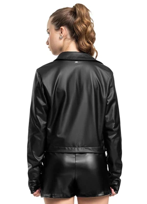 Gloss - Jaqueta Biker em Malha Cirrê Preto - GLOSS
