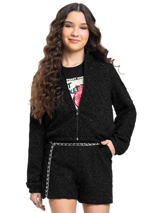 Gloss - Jaqueta Bomber Juvenil Poliéster Preto - GLOSS