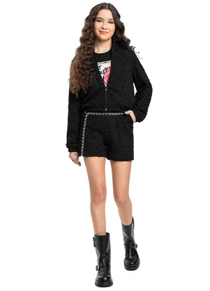 Gloss - Jaqueta Bomber Juvenil Poliéster Preto - GLOSS