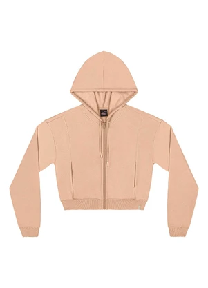 Gloss - Jaqueta Cropped Juvenil em Moletom Marrom - GLOSS