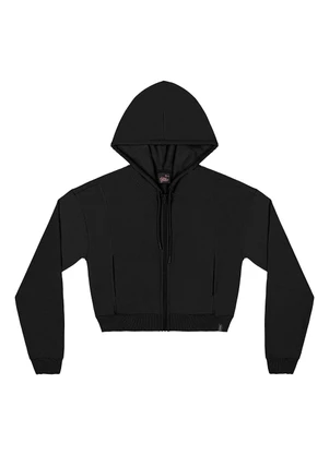 Gloss - Jaqueta Cropped Juvenil em Moletom Preto - GLOSS