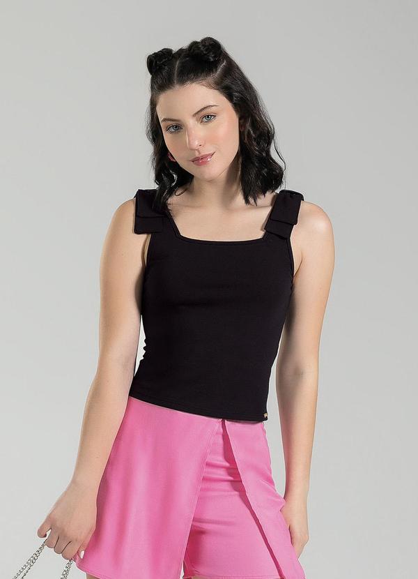 Cativa Teen - Regata Decote Quadrado em Cotton Preto