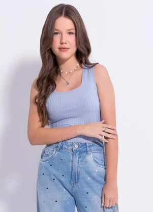 Cativa Teen - Regata em Canelado Azul - CATIVA TEEN