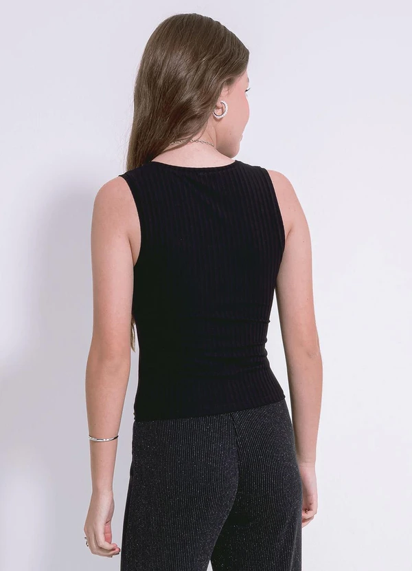 Cativa Teen - Regata em Canelado Preto 2