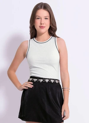 Cativa Teen - Regata em Tecido Texturizado Branco  - CATIVA TEEN