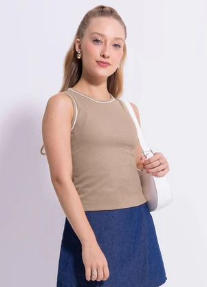 Cativa Teen - Regata em Tecido Texturizado Marrom - CATIVA TEEN