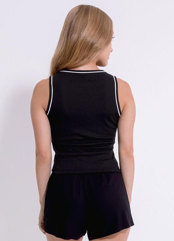 Cativa Teen - Regata em Tecido Texturizado Preto 2