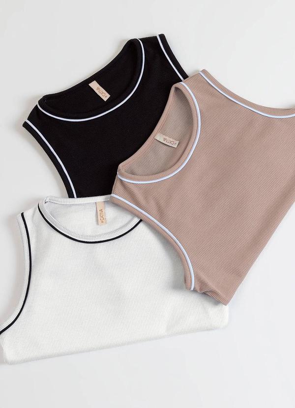 Cativa Teen - Regata em Tecido Texturizado Preto 3