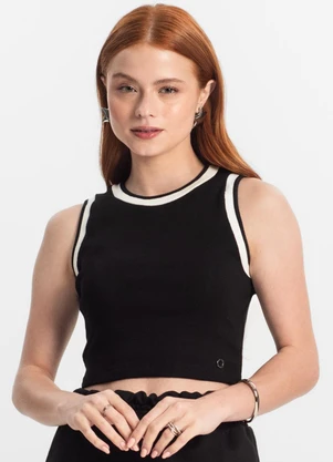 Minty - Regata Infantil Feminina em Ribana Preto - MINTY