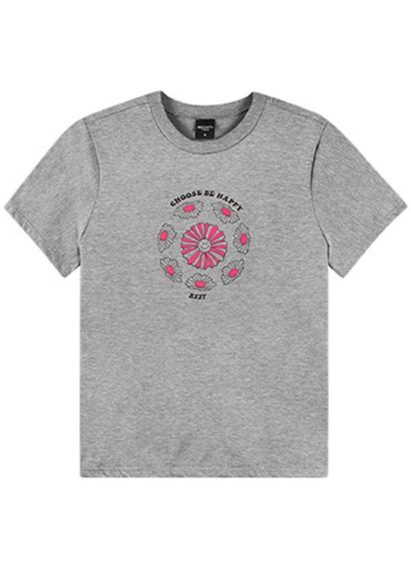 Rezzato - T-Shirt Be Happy Teen Feminino Cinza