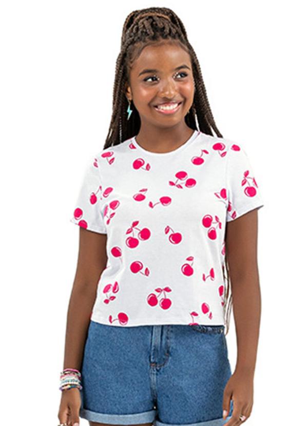 Rezzato - T-Shirt Cherry Vibes Teen Feminino Branco