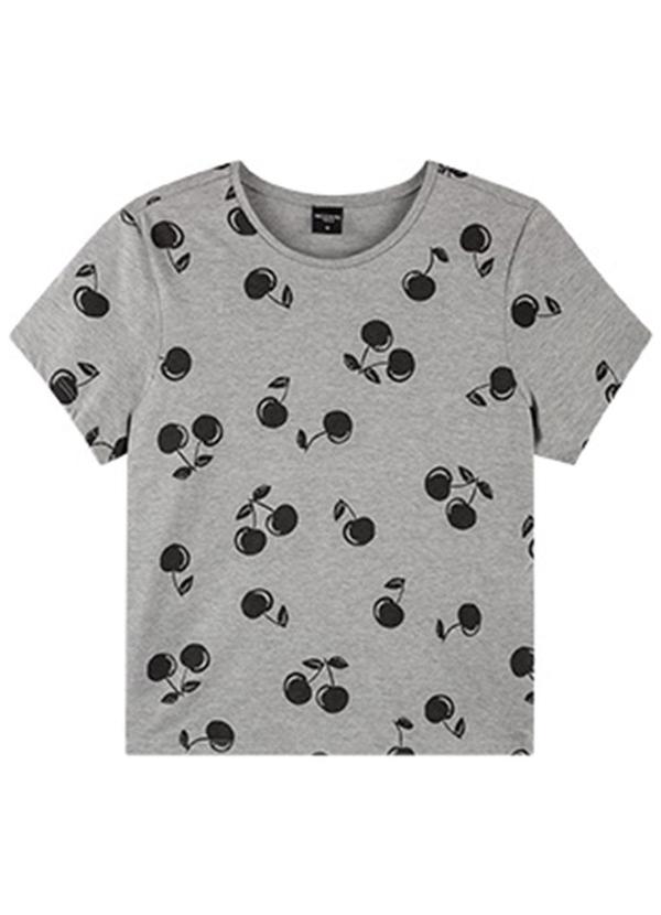 Rezzato - T-Shirt Cherry Vibes Teen Feminino Cinza