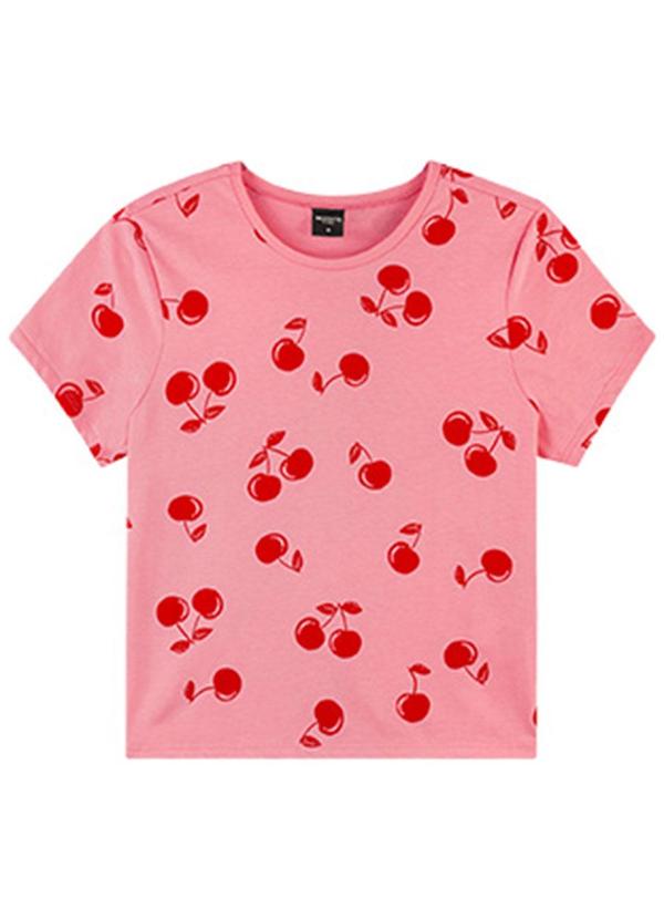 Rezzato - T-Shirt Cherry Vibes Teen Feminino Rosa